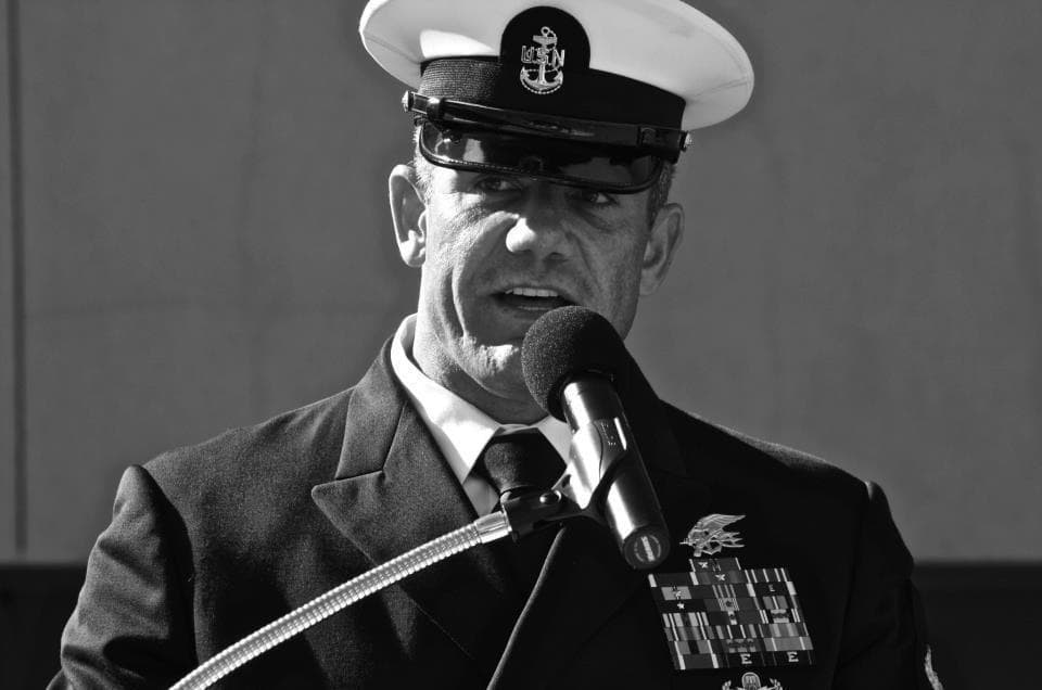 Mikal Vega in U.S. Navy dress uniform during his service career.